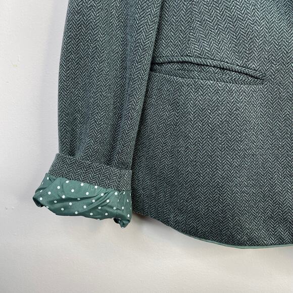 The Limited Green Gray Herringbone Tweed Classic Academia Blazer Jacket womens M - Picture 4 of 13